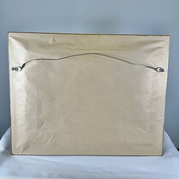 Vintage 3D Embroidered Canvas Victorian Woman W/ Pink Flowers Gold Gilt Framed - Picture 4 of 9